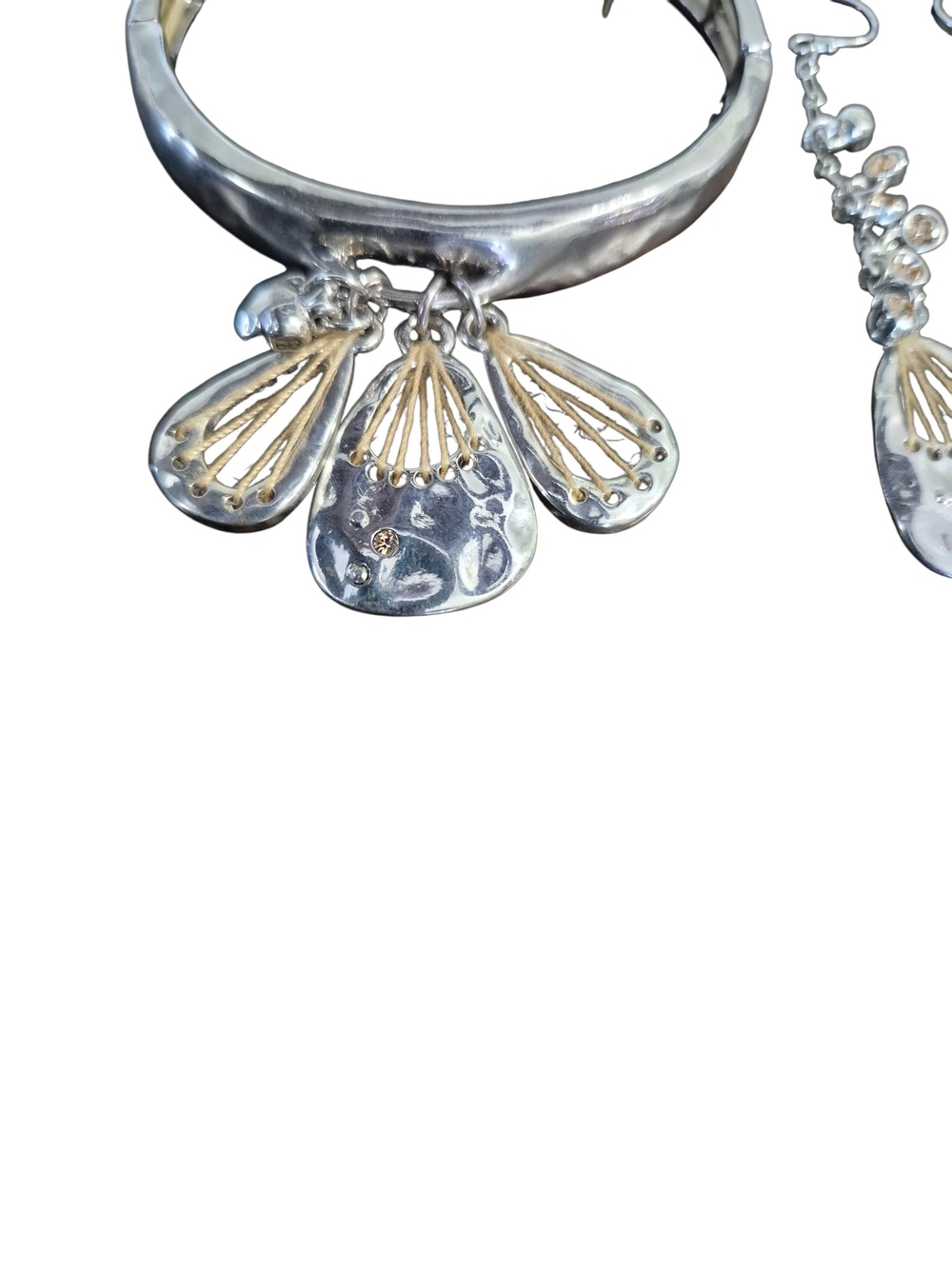 Two-Tone Silver and Gold Charm‎ Bangle Bracelet